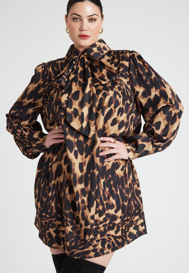 Leopard Bow Tie Mini Dress image number 2