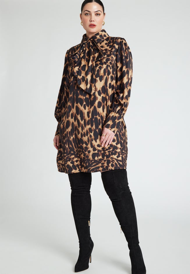 Leopard Bow Tie Mini Dress image number 0