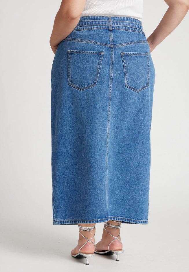 Denim Midi Skirt image number null