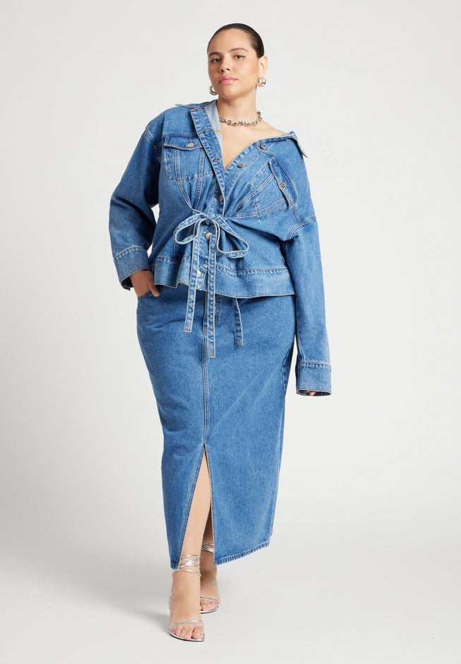 Denim Midi Skirt image number null