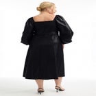 Puff Sleeve Faux Leather Midi Dress image number null