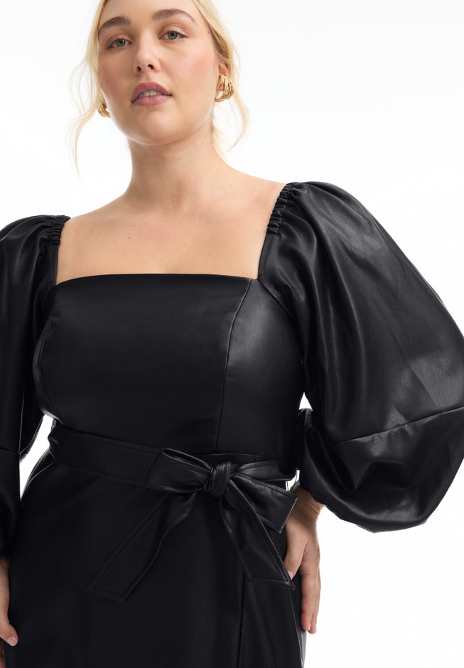 Puff-Sleeve Maxi Dress image number null