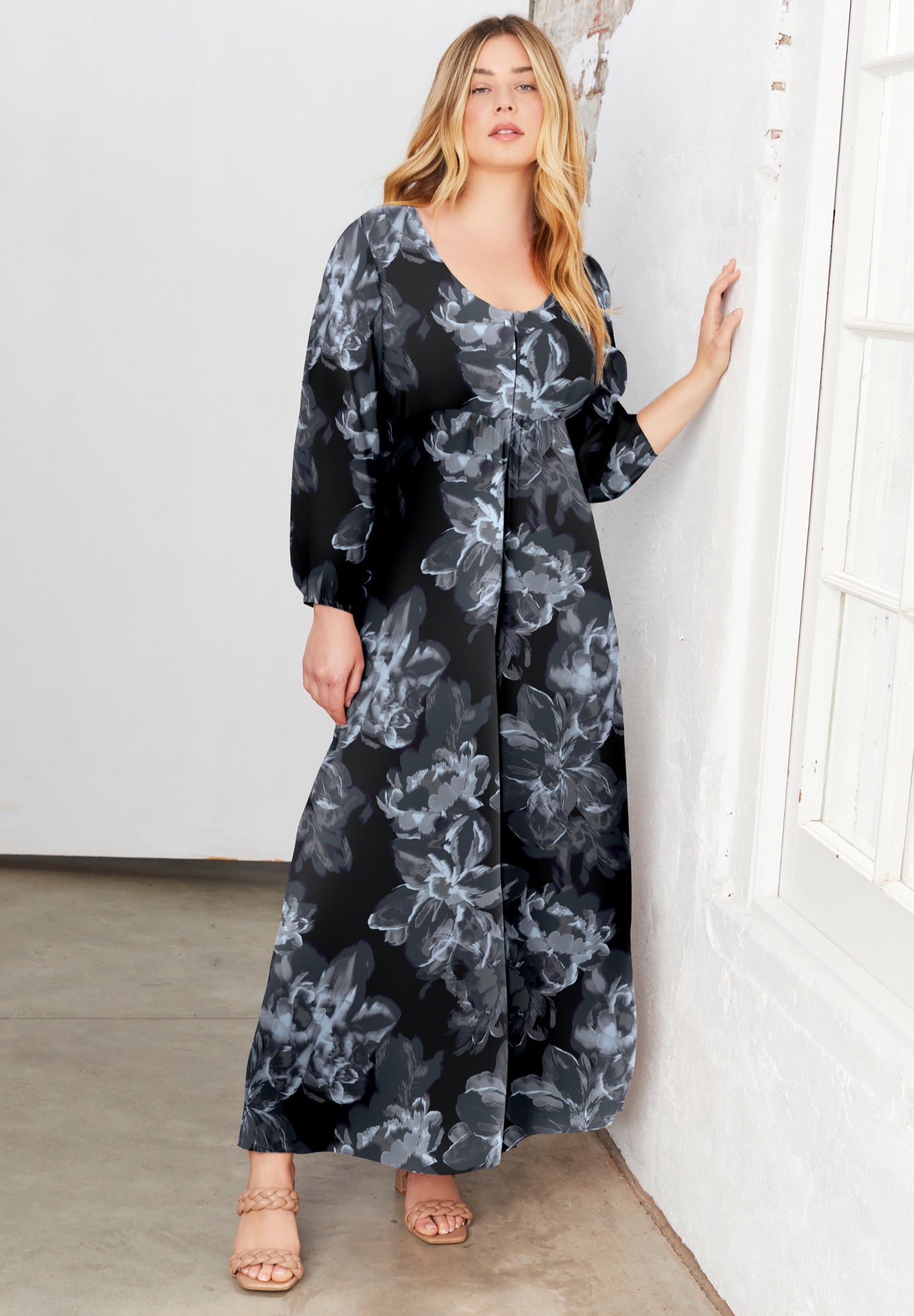 Puff-Sleeve Shirtdress image number 0