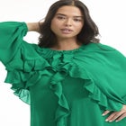 Ruffled Chiffon Cape Maxi Dress image number null