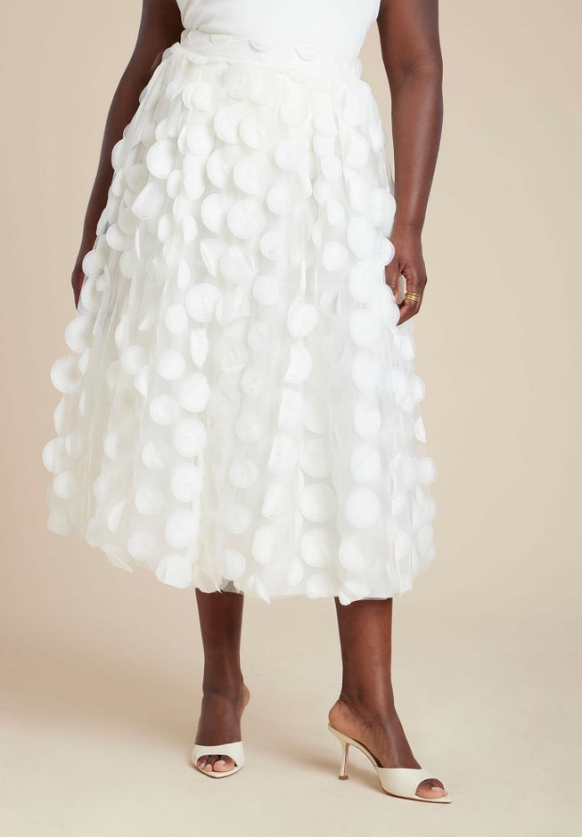 Dimensional Dot Tulle Maxi Skirt image number 1
