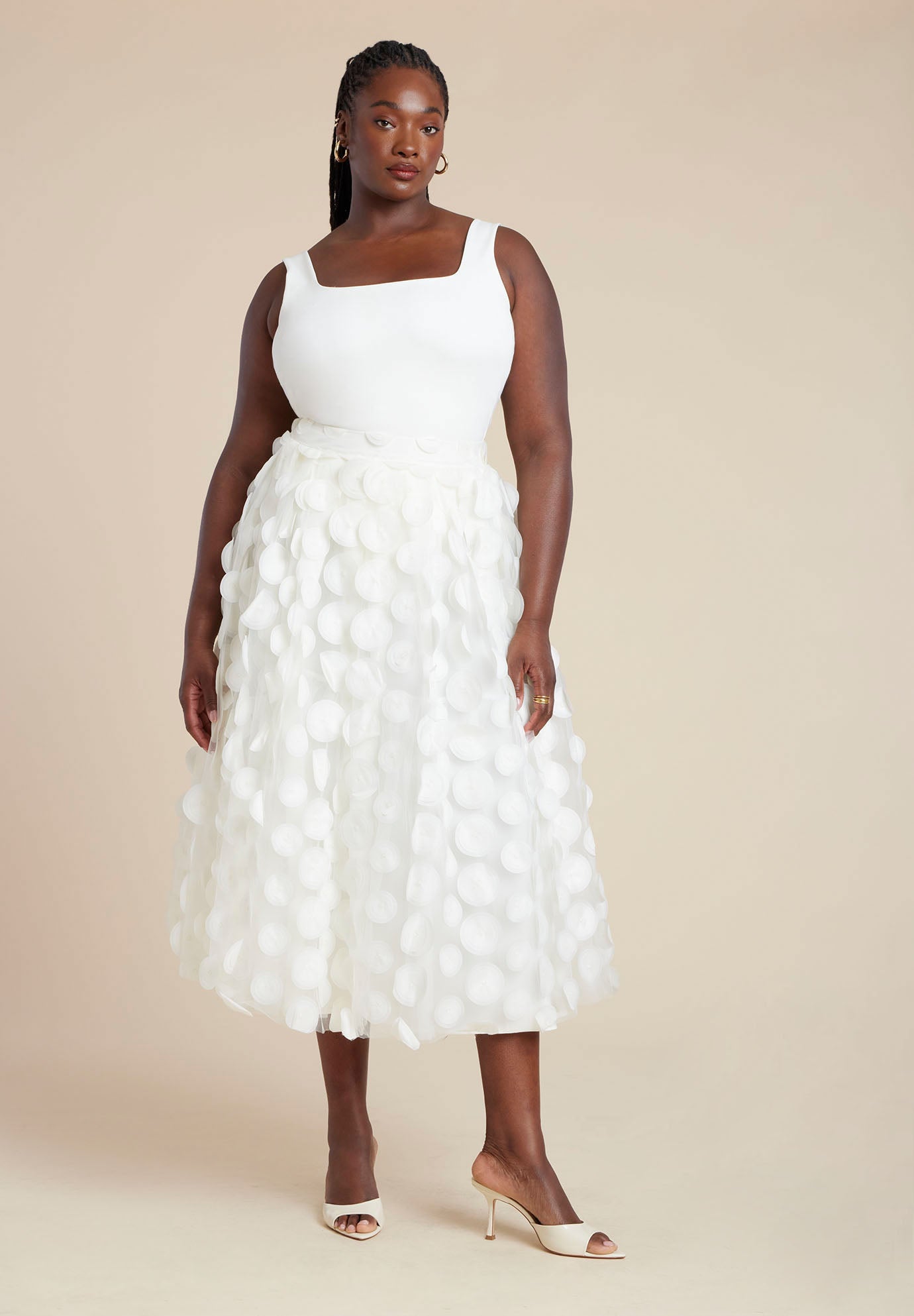 Dimensional Dot Tulle Maxi Skirt image number 3