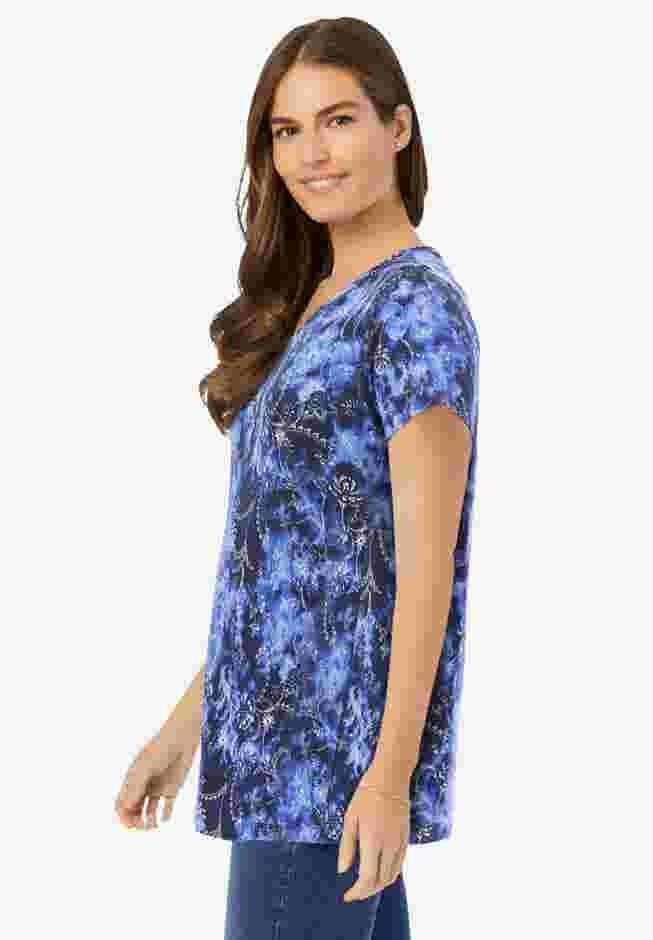 Perfect Printed Short-Sleeve V-Neck Tee image number 2