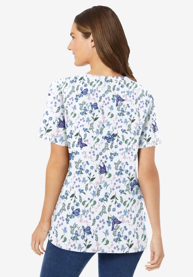 Perfect Printed Short-Sleeve V-Neck Tee image number 1