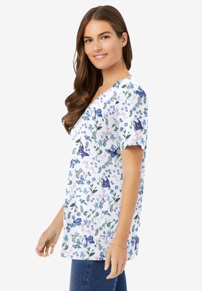 Perfect Printed Short-Sleeve V-Neck Tee image number 2