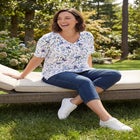 Perfect Printed Short-Sleeve V-Neck Tee image number null