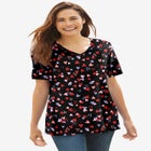 Perfect Printed Short-Sleeve V-Neck Tee image number null