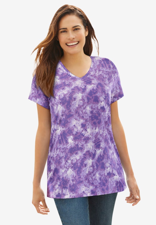 Perfect Printed Short-Sleeve V-Neck Tunic image number 0