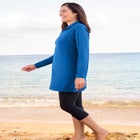 Chlorine Resistant Long-Sleeve Mock Neck Swim Tee image number null