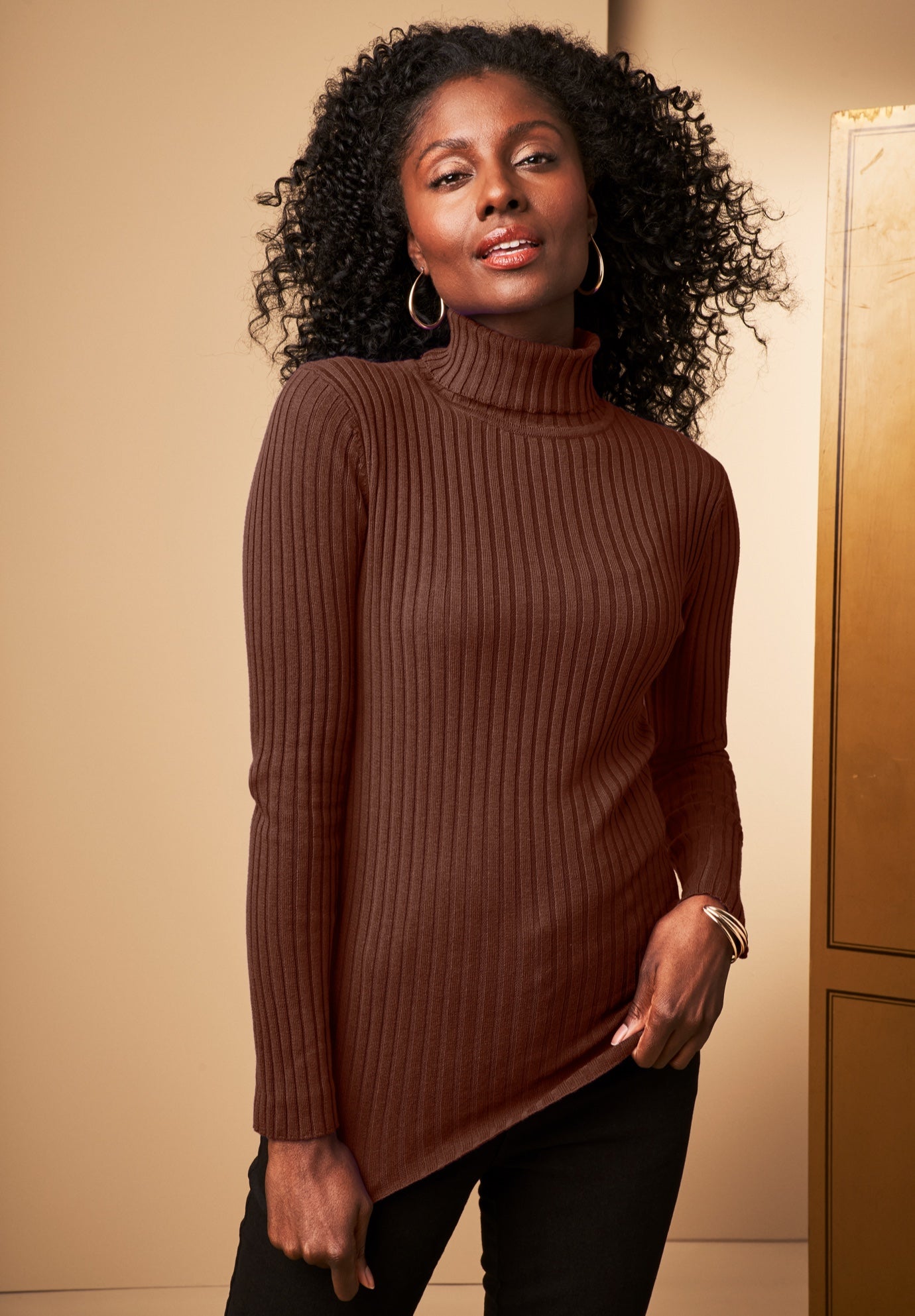Ribbed Cotton Turtleneck Sweater image number 0