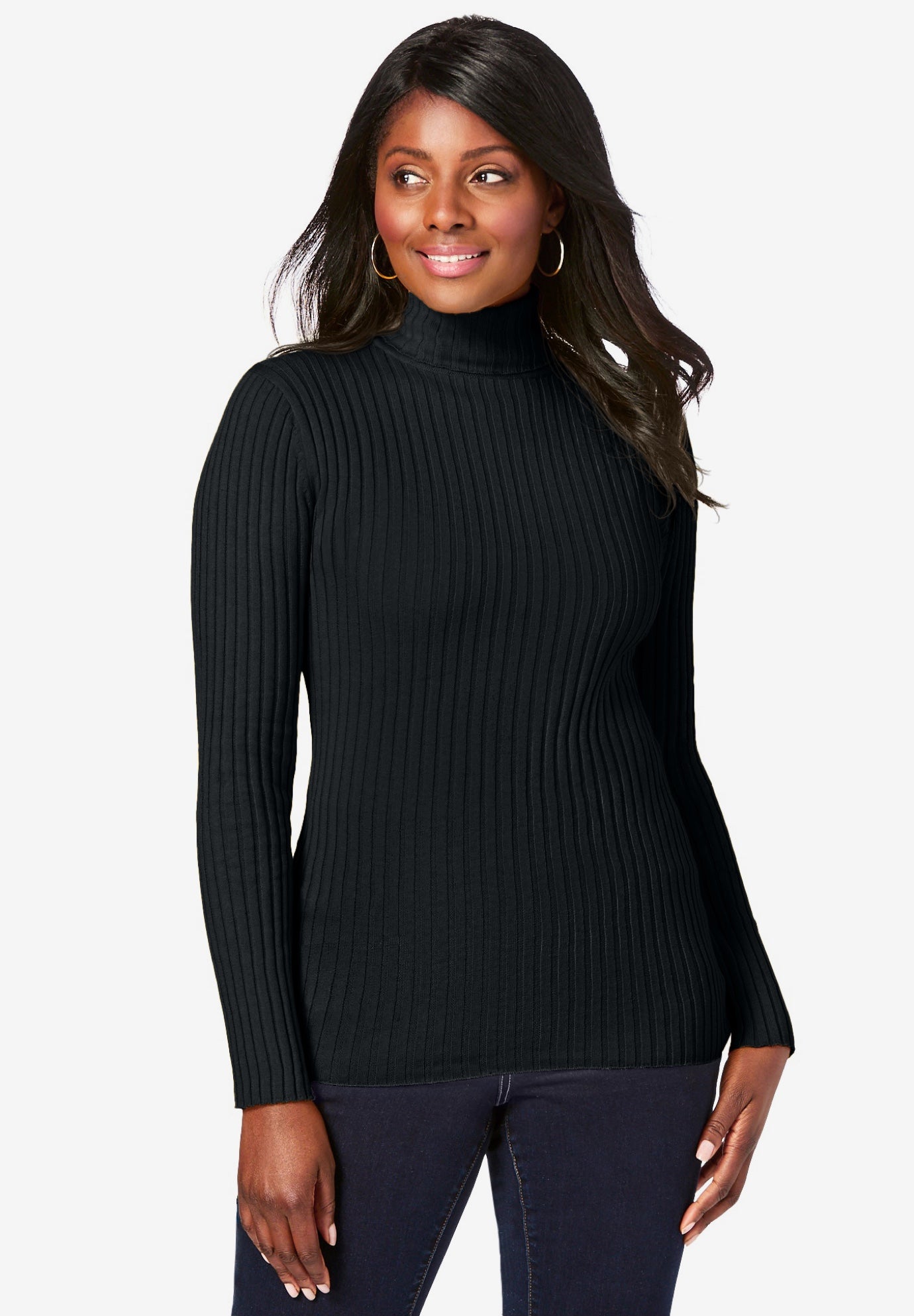 Ribbed Cotton Turtleneck Sweater image number 1