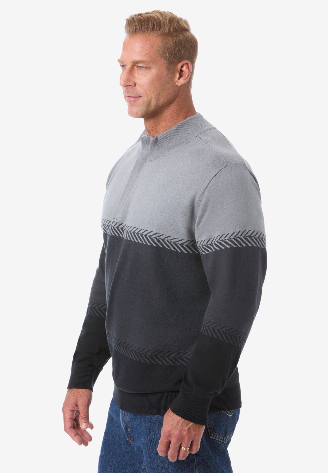 Quarter Zip Mock Neck Lightweight Sweater image number 2