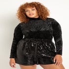 Crushed Velvet Mock Neck Top image number null