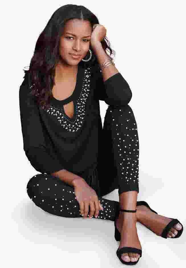 Rhinestone And Pearl Legging image number 4