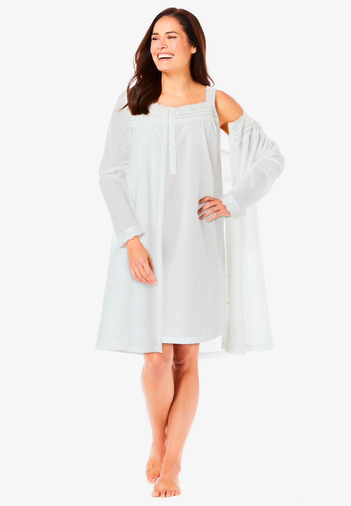 Short 2-Piece Cabbage-Rose Peignoir Set image number 0