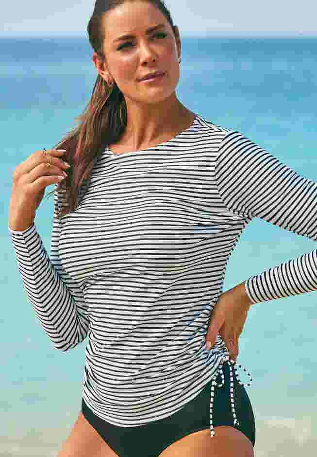 Chlorine Resistant Side-Tie Long Sleeve Swim Shirt Rash Guard image number 0
