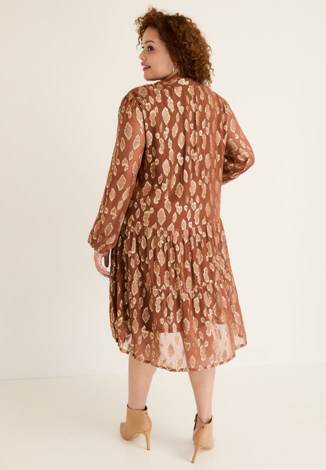 Coraline Metallic Print Georgette Dress image number 1