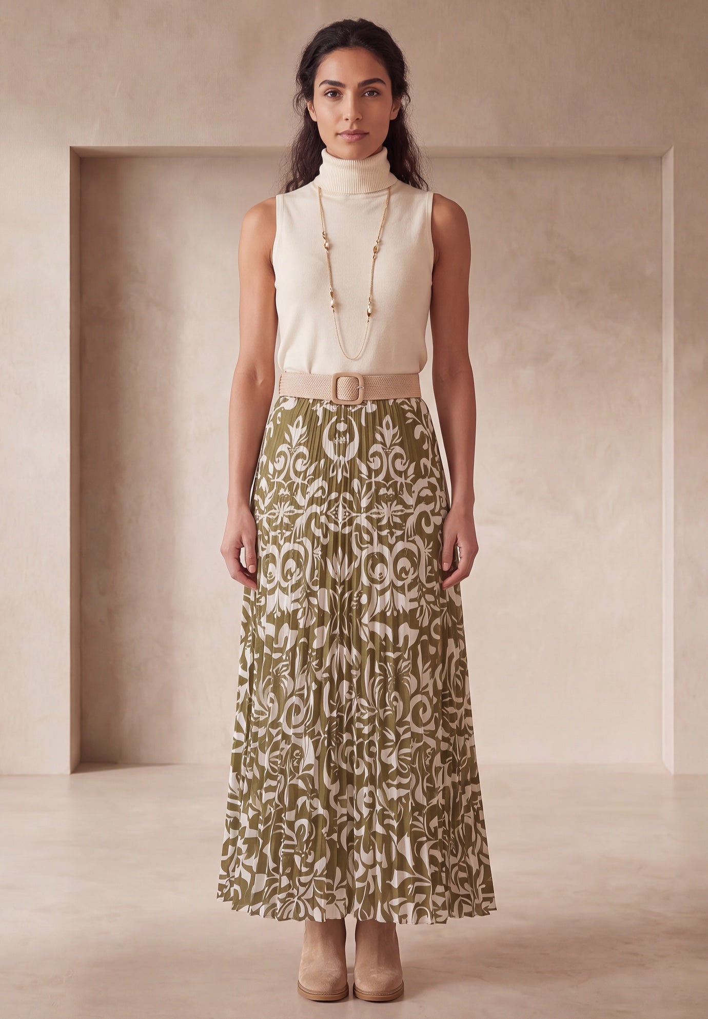 Cotton Cashmere Sleeveless Turtleneck Shell image number 0