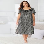 Short Silky Lace-Trim Gown image number 0