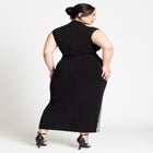 Funnel Neck Knit Dress With Sequin image number null