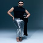 Funnel Neck Knit Dress With Sequin image number null