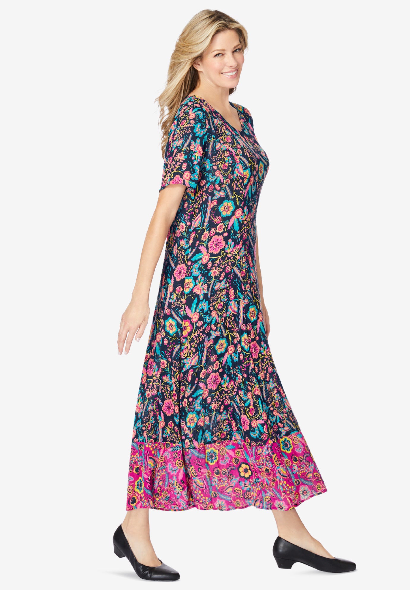 Short-Sleeve Crinkle Dress image number 2