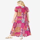 Printed Short-Sleeve Crinkle Maxi Dress image number 1