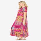 Printed Short-Sleeve Crinkle Maxi Dress image number 2