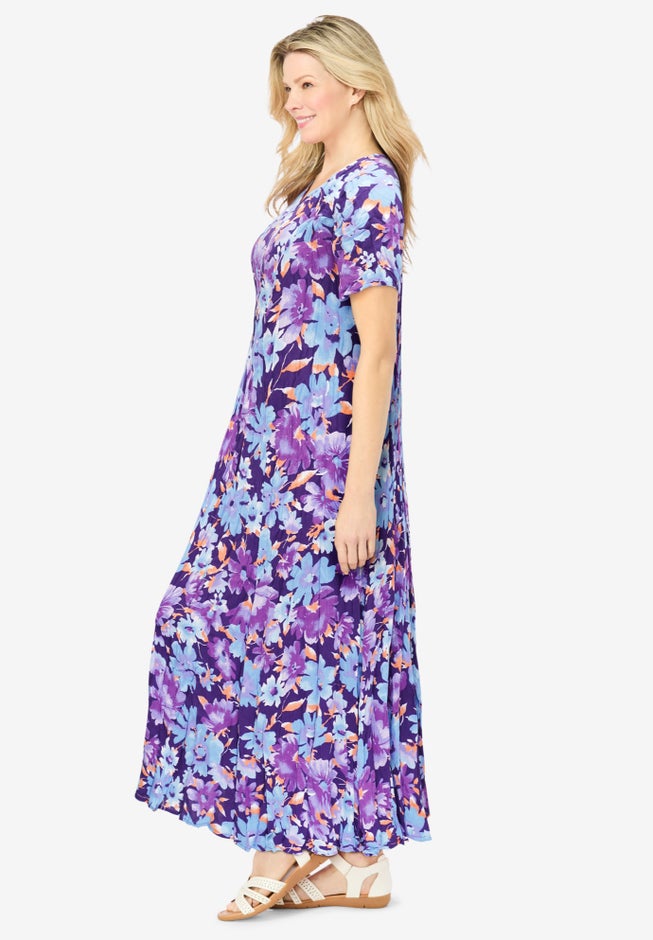 Short-Sleeve Crinkle Dress image number 2