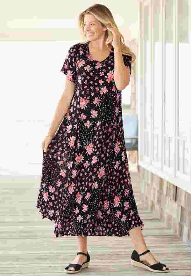 Short-Sleeve Crinkle Dress image number 0