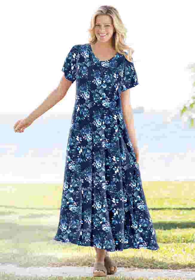 Short-Sleeve Crinkle Dress image number 0