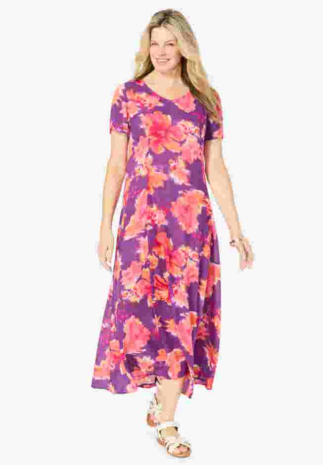 Short-Sleeve Crinkle Dress image number 0