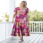 Printed Short-Sleeve Crinkle Maxi Dress image number 0