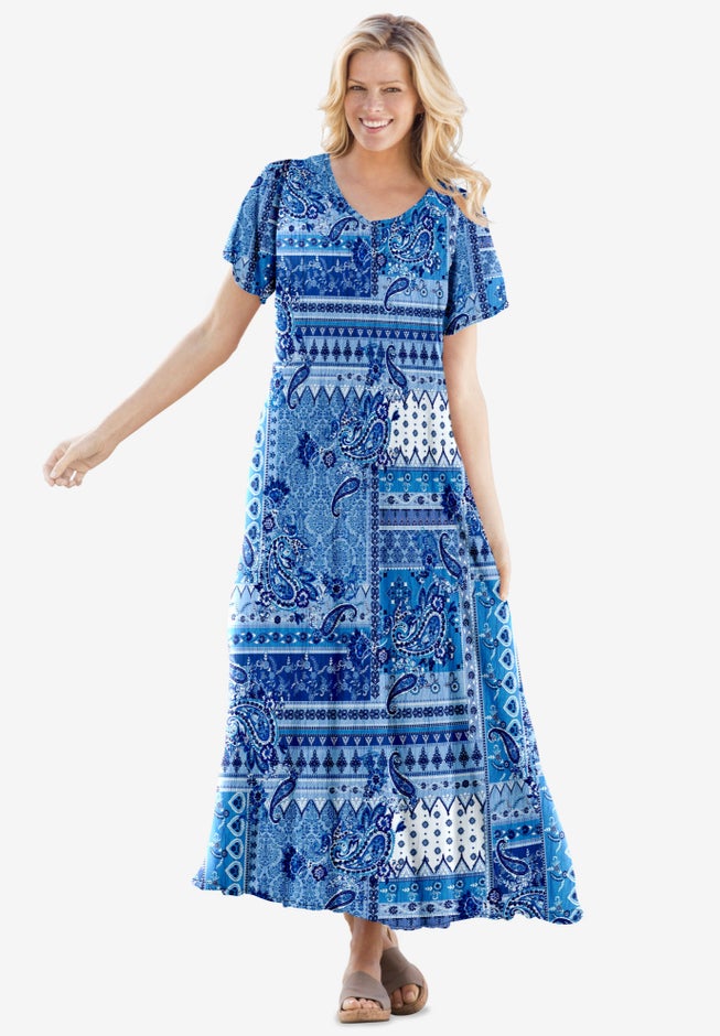 Short-Sleeve Crinkle Dress image number 0
