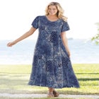 Printed Short-Sleeve Crinkle Maxi Dress image number 0