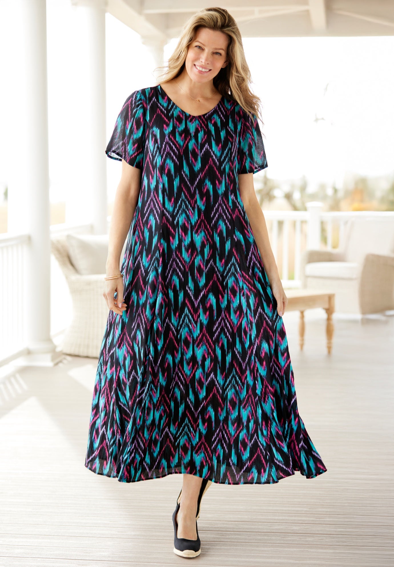 Short-Sleeve Crinkle Dress image number 0