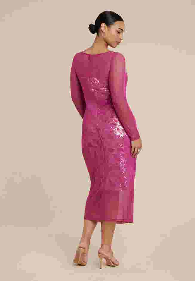 Sequin Dress With Sheer Layer image number 4