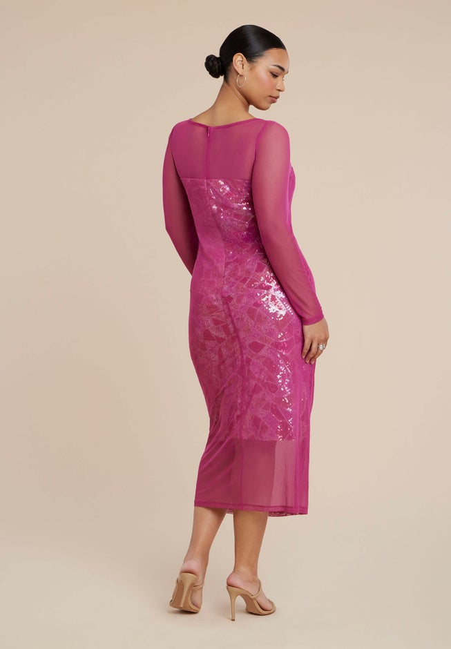 Sequin Dress With Sheer Layer image number null