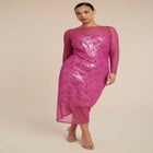 Sequin Dress With Sheer Layer image number null