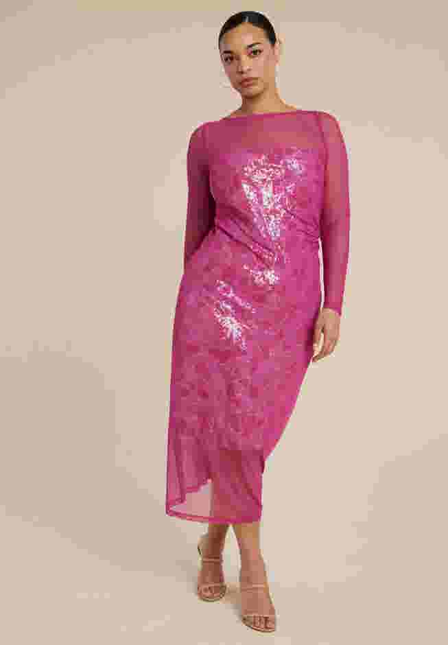 Sequin Dress With Sheer Layer image number 0