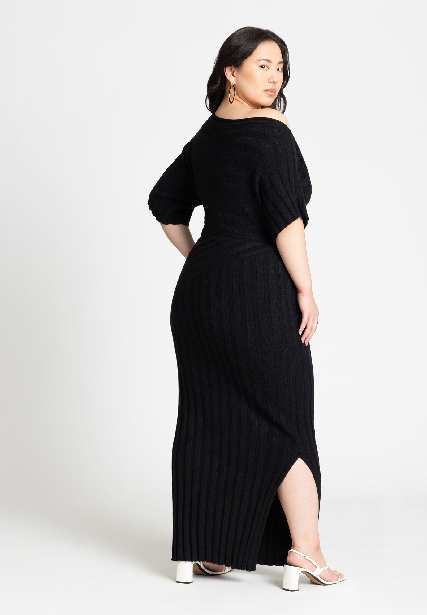 Mixed Directional Rib Midi Dress image number 1
