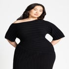 Mixed Directional Rib Midi Dress image number null