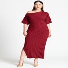 Mixed Directional Rib Midi Dress image number null