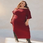 Mixed Directional Rib Midi Dress image number null