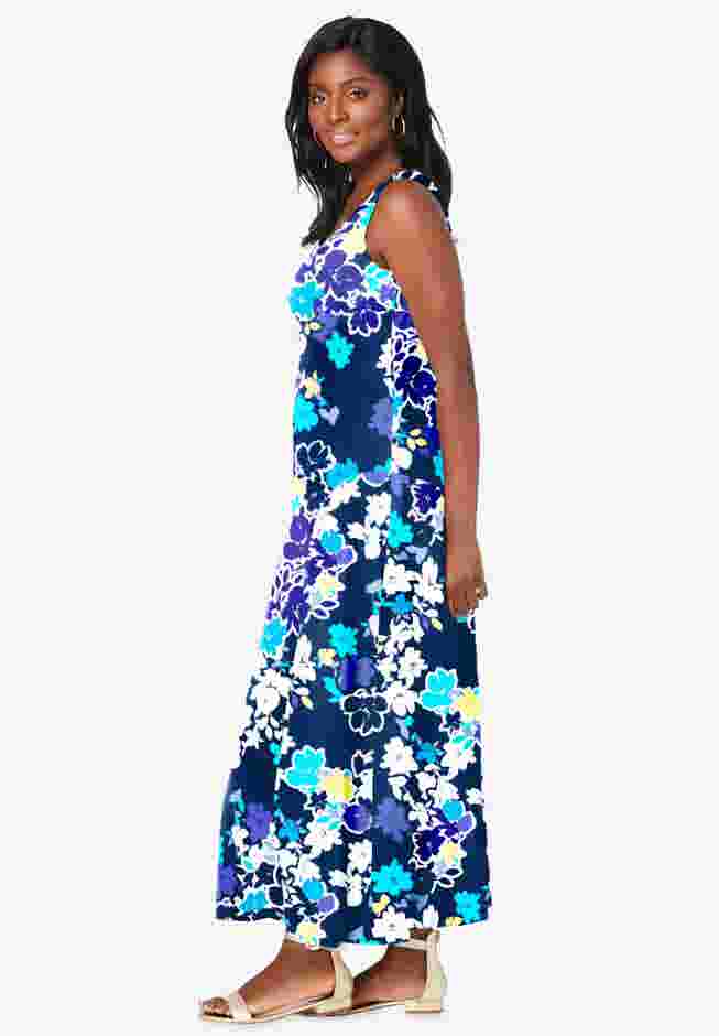 Stretch Cotton Tank Maxi Dress image number 2