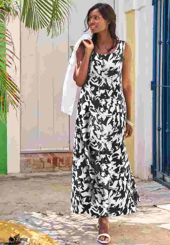Stretch Cotton Tank Maxi Dress image number 0